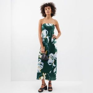Reformation Joana floral-print strapless silk dress 🎉 SALE 🎀